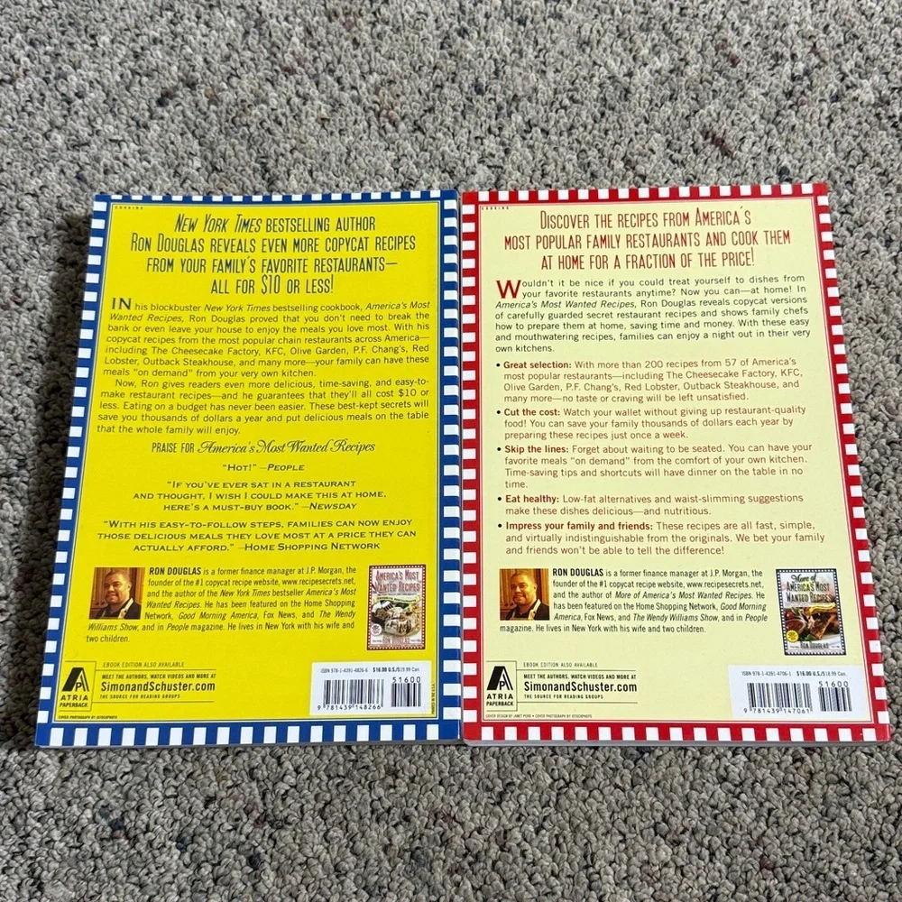 America's Most Wanted Recipes Cookbook Set - Blue 2010 & Red 2009